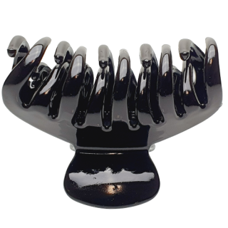 Plastový skřipec do vlasů, dvojité zuby - zaoblený černá