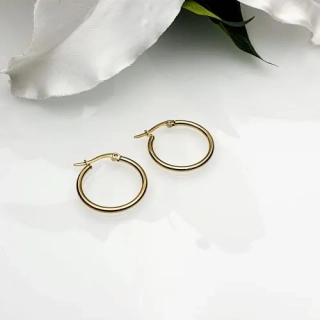 Dámské ocelové náušnice kruhy malé - zlaté