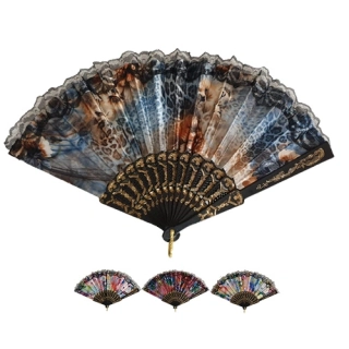 Látkový vějíř s motivem květin