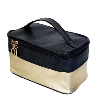 Kosmetická taštička se zrcátkem – černo-zlatá, 19x10 cm