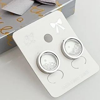 Dámské ocelové náušnice stříbrné s kamínky