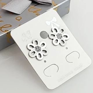 Dámské ocelové náušnice stříbrné - kytka