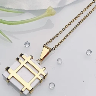 Dámský ocelový řetízek - bílý kamen