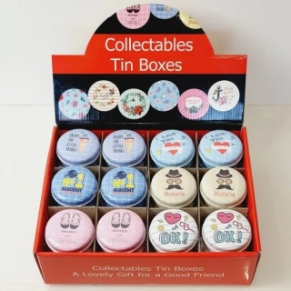 Praktická kovová plechová krabička s motivem – 12 ks