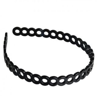 Plastová čelenka černá lesklá - kolečka