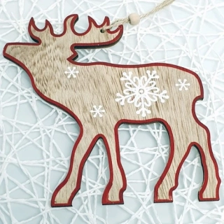 Dřevěná vánoční dekorace – sob přírodní | originální vánoční ozdoba