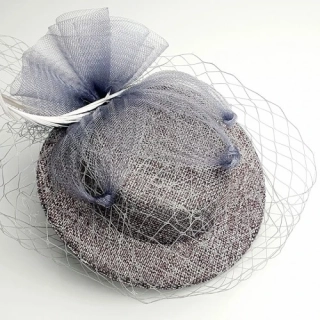 Fascinator společenský klobouček a pineta 2 v 1 – šedý