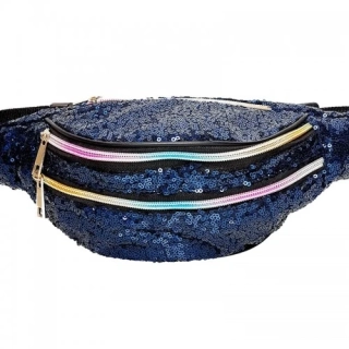 Dámská ledvinka s flitrama - modrá