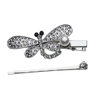 Spona do vlasů stříbrná sada - pineta, pérko