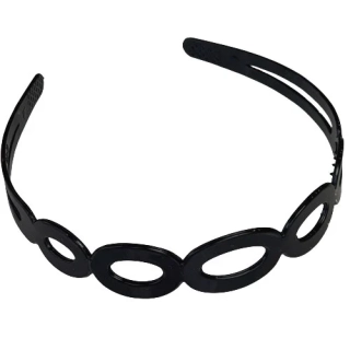 Plastová čelenka černá lesklá - placaté oválky