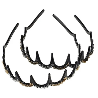 Plastová čelenka černá zdobená kamínky