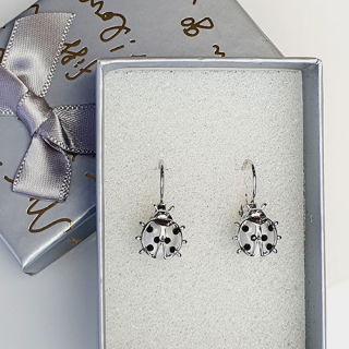 Náušnice s kamínky - beruška