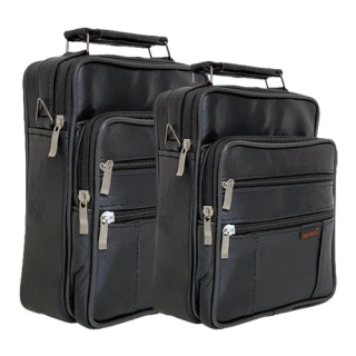 Pánská kožená taška přes rameno - černá