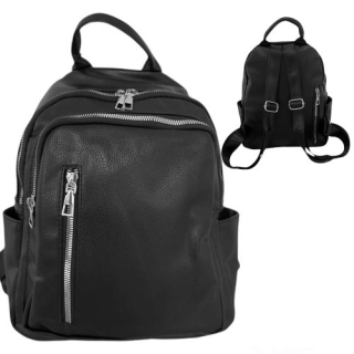 Dámský stylový batoh se svislou kapsou – černý