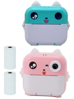 Dětský digitální fotoaparát s okamžitým tiskem – termotiskárna pro děti + 8 rolí papíru, Full HD