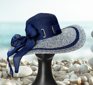 Dámský letní klobouk - slamák - modrý