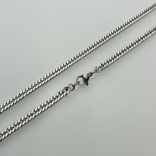 Ocelový řetízek stříbrný - 50cm - placatý