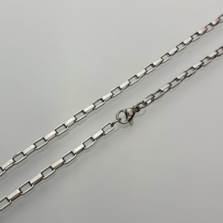 Ocelový řetízek obdélníčky stříbrný - šířka 0,4cm