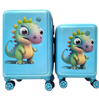 Sada 2 dětských cestovních kufrů Dinosaurus (24–39 l) – světle modrá, ABS