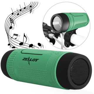 Outdoor reproduktor Zealot S1 zelený: Svítilna, powerbanka a držák, IPX5