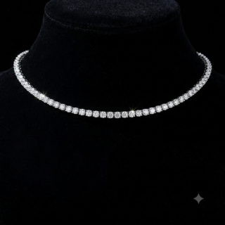 Elegantní štrasový náhrdelník stříbrný – luxusní třpytivý obojek (choker)