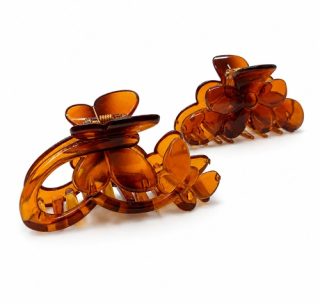 Skřipec do vlasů 3D motiv hnědý želvovinový